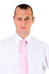 homme d'affaire surpris par ce qu'il voit