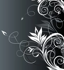 Abwaschbare Fototapete Blumen schwarz und weiß floraler Hintergrund für Design