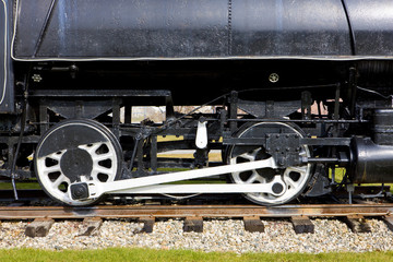 Fototapeta na wymiar szczegóły parowej lokomotywy, Groveton, New Hampshire, USA