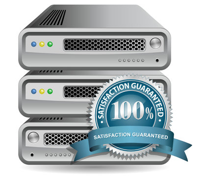 Network Equipment Icon with Satisfaction Guarantee Sign