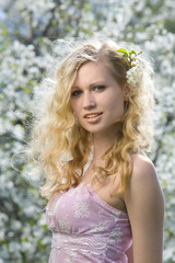 Naklejka premium Smiling woman at spring