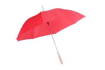 Opened red umbrella isolated on white