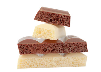 Black and white porous chocolate