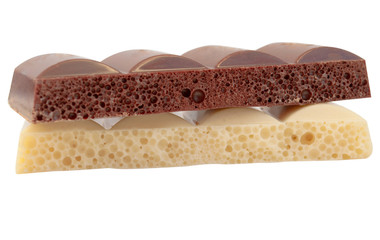 Black and white porous chocolate