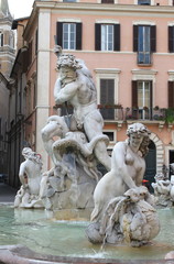 Marble Fountain in Navona Square, Rome