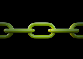 Obraz premium Linked Green chain curve on black background