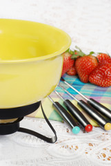yellow fondue set