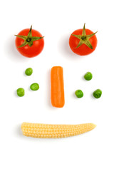 Tomato, carrot, green peas and baby corn