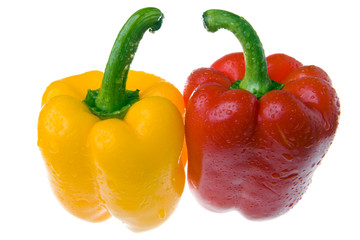 juicy peppers on white background