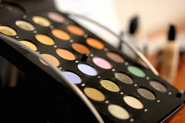 Colorful set of eye shadows