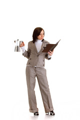 Business woman with timer and moccaBusiness woman