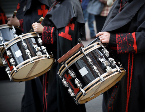 Drummers at Semana Santa in Valladolid, Spain