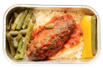 Meat and rice - inflight meal