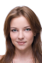 Closeup portrait of girl with clear makeup