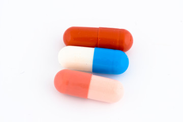 Capsules isolated on white background