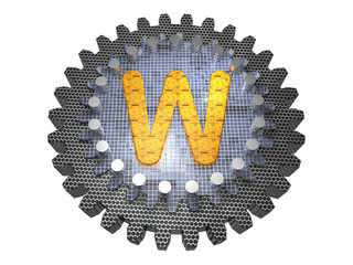 Alphabet - Zahnrad - Buchstabe-W