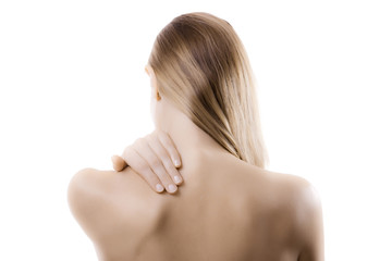Woman massaging pain neck