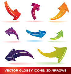 Colorful 3d vector arrows set