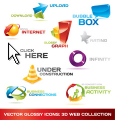 Colorful collection of 3d web icons