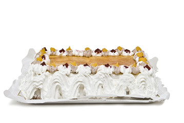 Tarta de yema tostada.