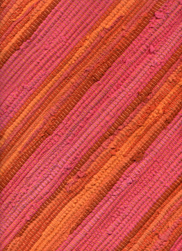 Pink and orange woven rug, dagonal stripes, 16.4 MB