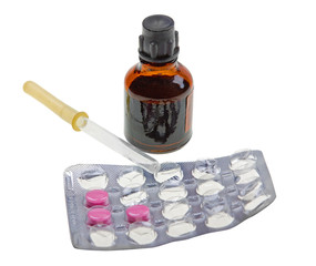 Close-up medicaments isolated on white