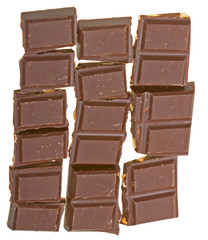 Blocks of chocolate isolated on white