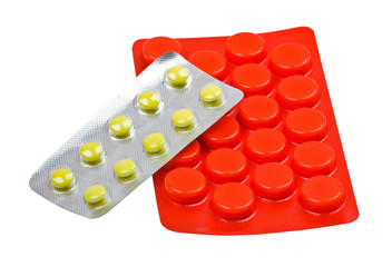 Close-up medicaments pills isolated on white