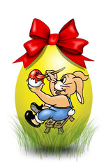 Bemaltes Ei mit Schleife