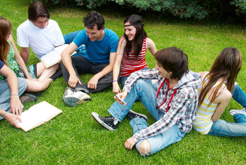 group of college students outdoors