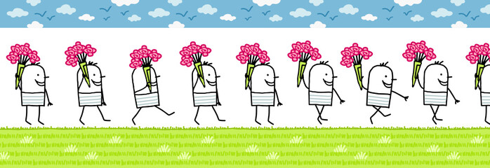 walking character & flowers for animated sprite