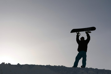 snowboarder with board