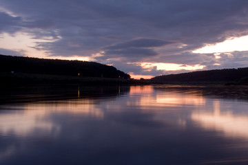 sunset on the river Oka