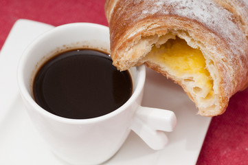 Espresso coffe and croissant