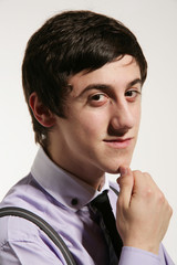 portrait of a young man thinking