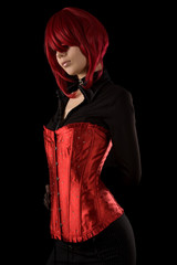Fototapeta premium Sensual girl in red glamour corset