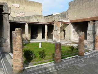 Ruined villa at the ancient Roman city of Herculaneum, Italy