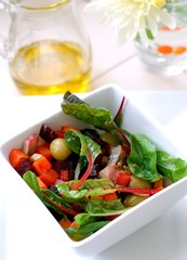 vegetable salad with fish pieces