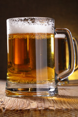 Mug of beer on table