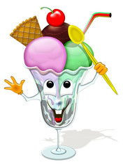 Coppa Gelato-Ice Cream Cup-Coupe de Glace-Cartoon