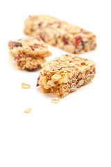 Broken Granola Bars Isolated on White
