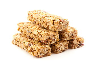 Stacked Granola Bars Isolated on White