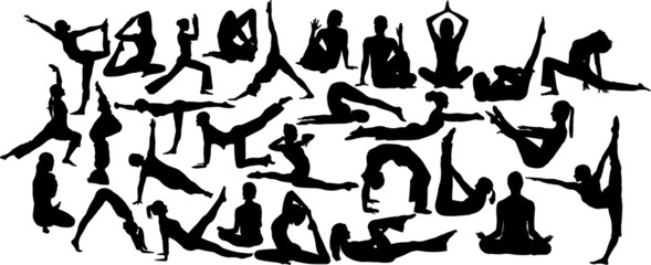 yoga 2 collection of vector silhouettes - obrazy, fototapety, plakaty