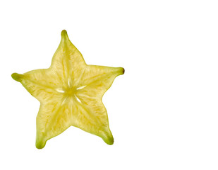 A yellow Carambola slice from close