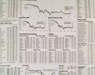 Stock Market Newspaper Background with Charts Business Abstract