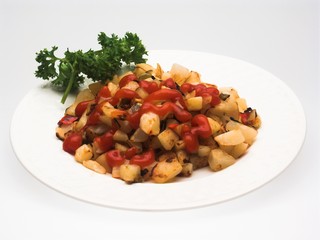 A Serving of Hash Brown Potatoes with Ketchup