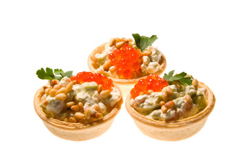 Sandwiches caviar isolated on white background