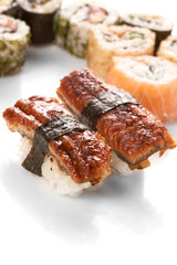 Different types of sushi.
