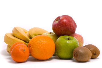 Colorful fruits on a white background