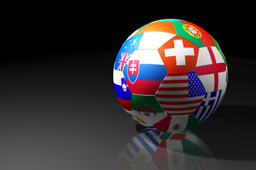 Football with flags of participants of 2010 World cup